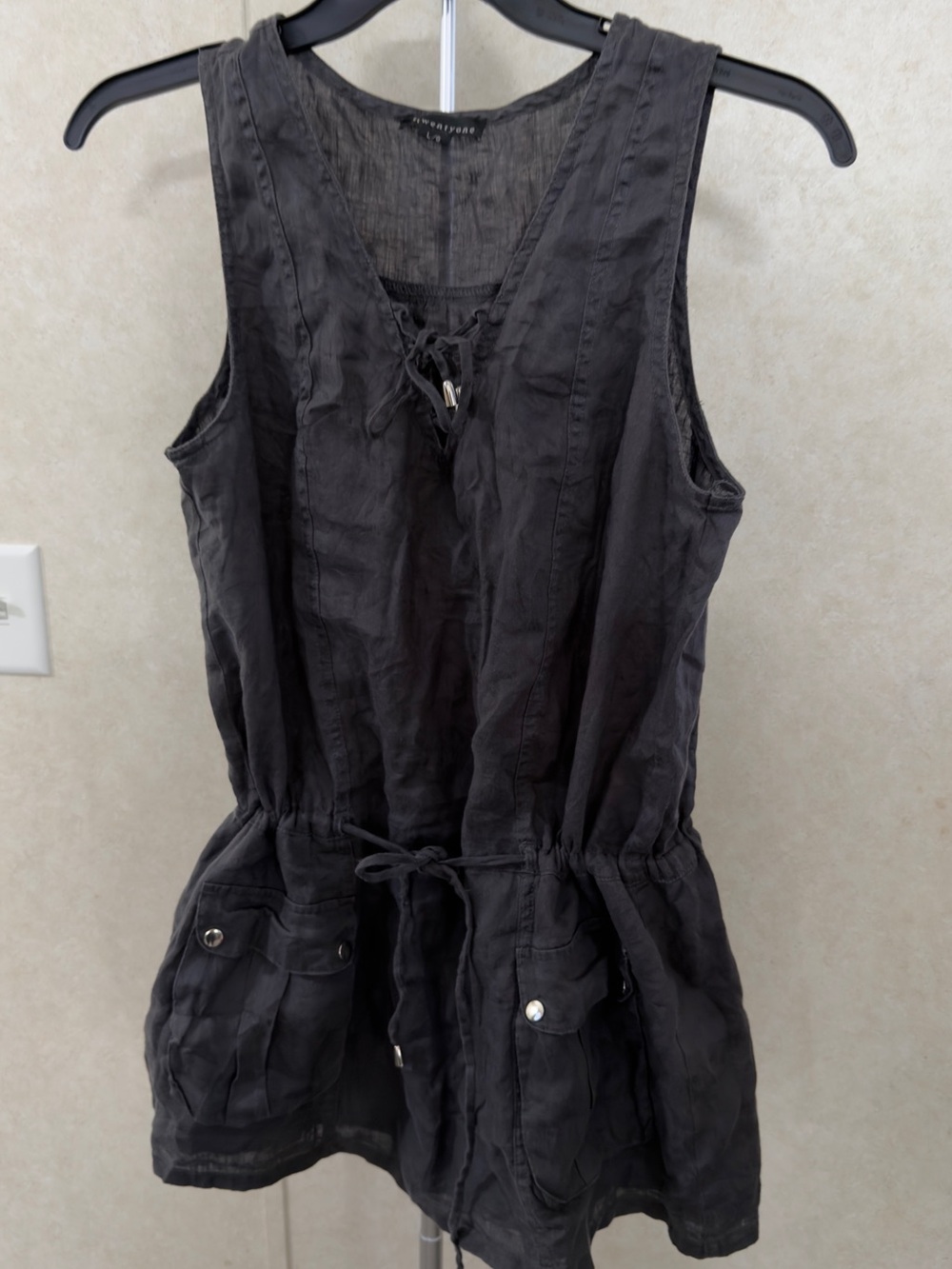 Forever 21 Black Sleeveless Lace-Up Drawstring Romper